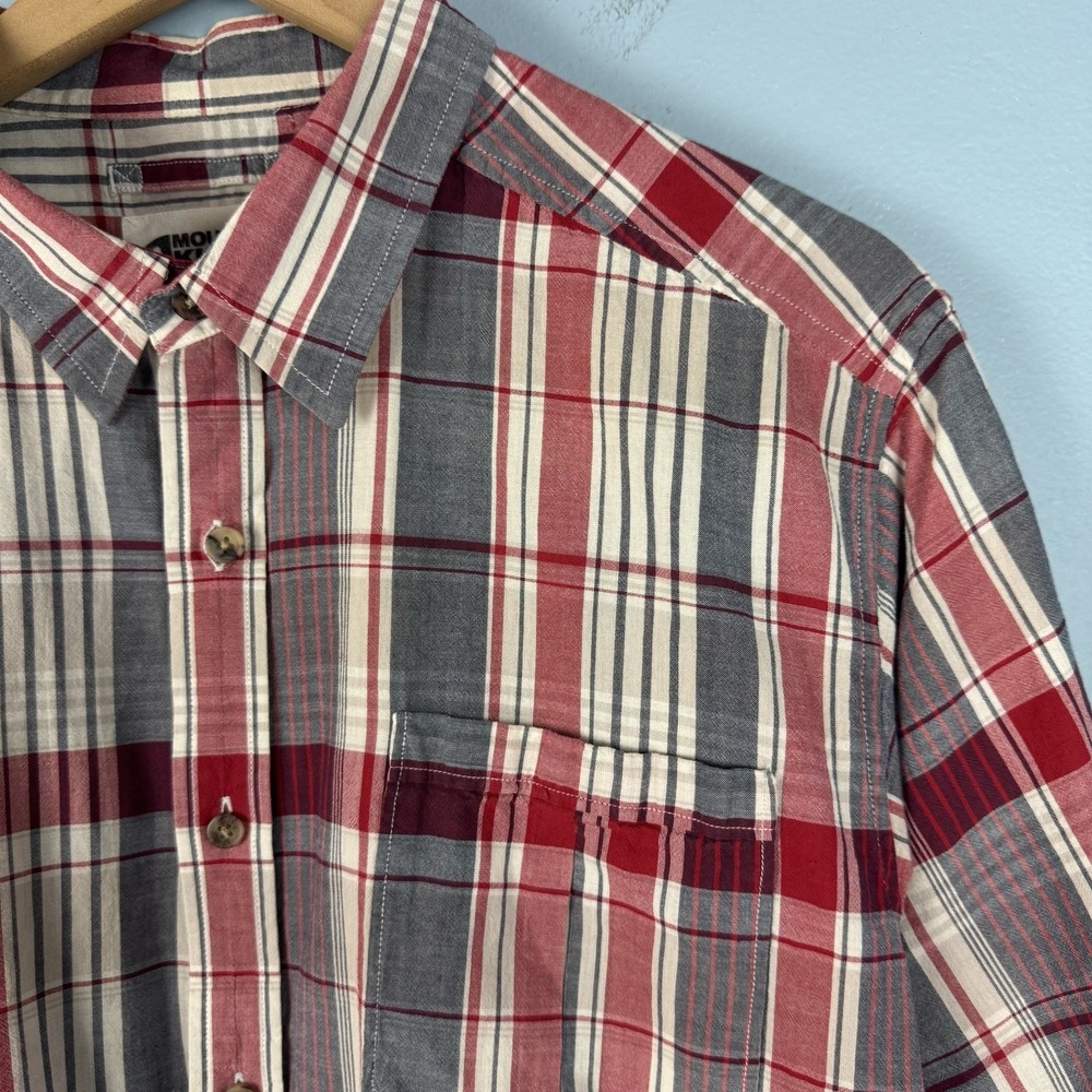 Mountain Khakis Men Large Red Plaid Casual Cotton Short Sleeve Button Down Shirt